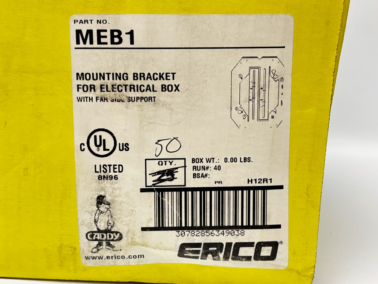 100PK nVent CADDY MEB1 Mounting Bracket for 4″/4‑11/16″ Electrical Boxes, Steel