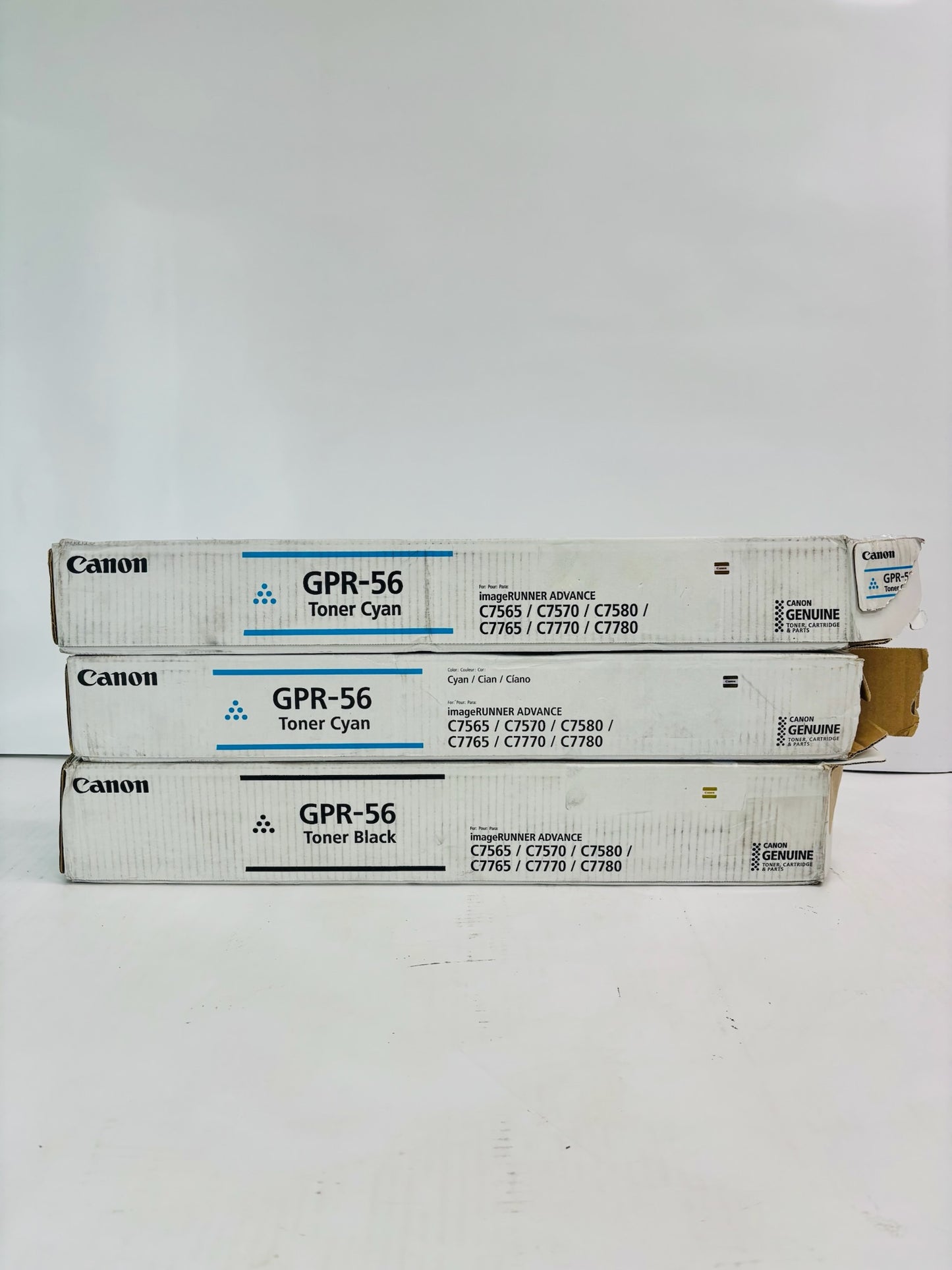 3 Open Genuine Canon iR ADVANCE C7565i, C7565i II Cyan, & Black Toner GPR-56 CCK