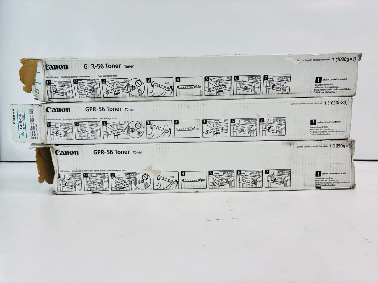 3 Open Genuine Canon iR ADVANCE C7565i, C7565i II Cyan, & Black Toner GPR-56 CCK