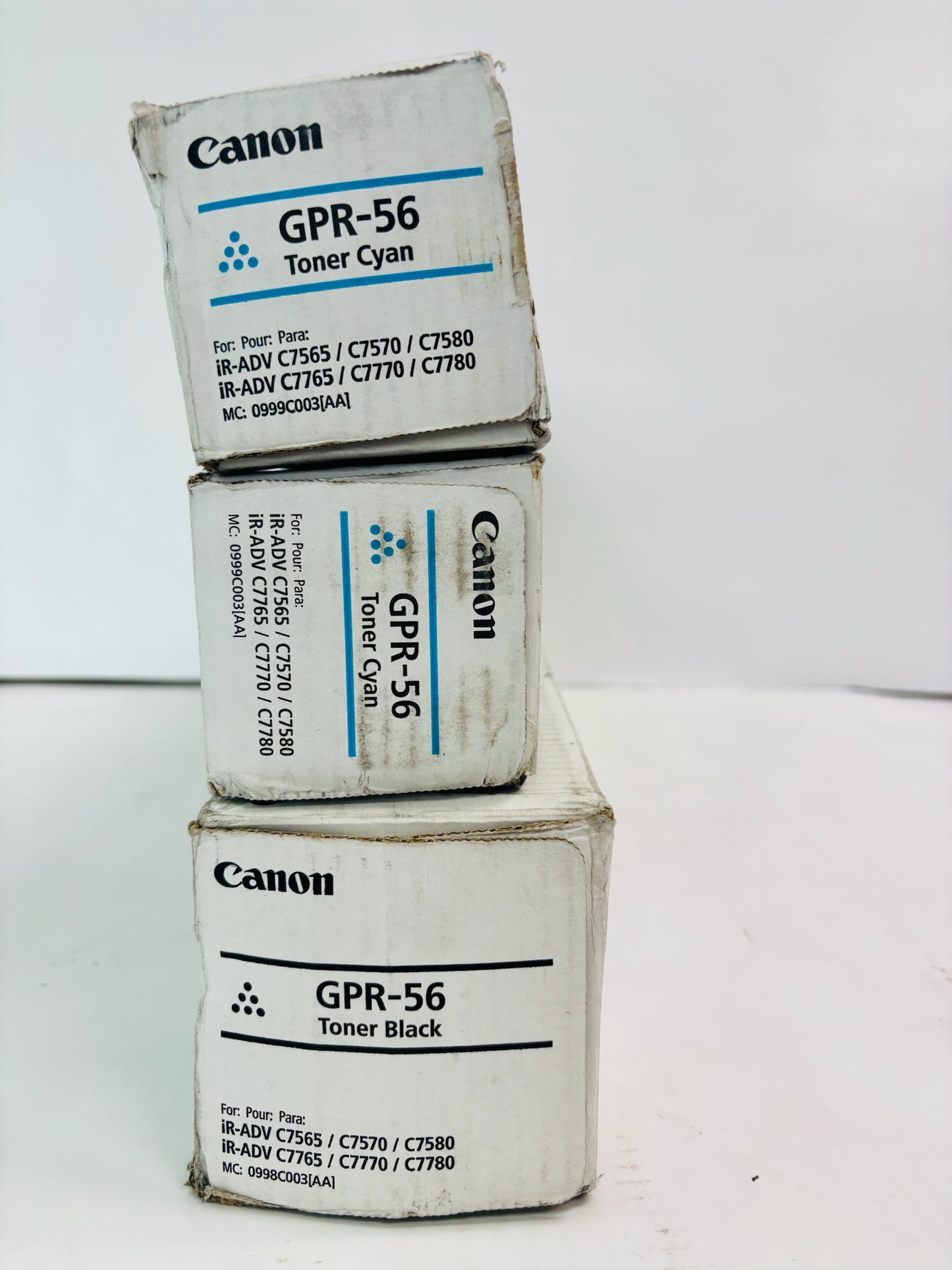 3 Open Genuine Canon iR ADVANCE C7565i, C7565i II Cyan, & Black Toner GPR-56 CCK