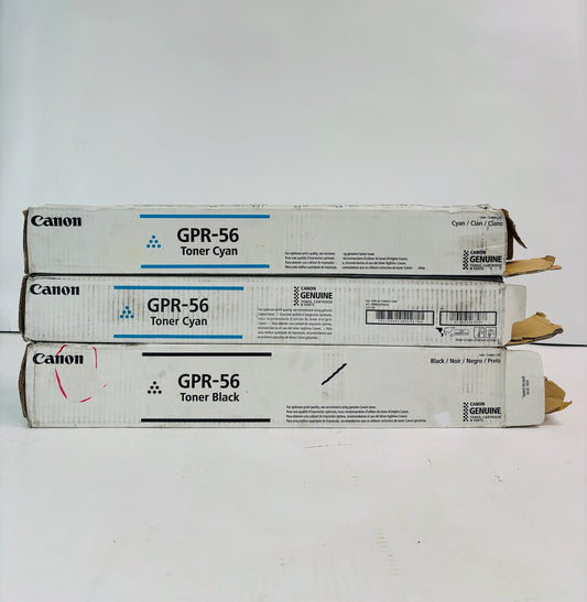 3 Open Genuine Canon iR ADVANCE C7565i, C7565i II Cyan, & Black Toner GPR-56 CCK