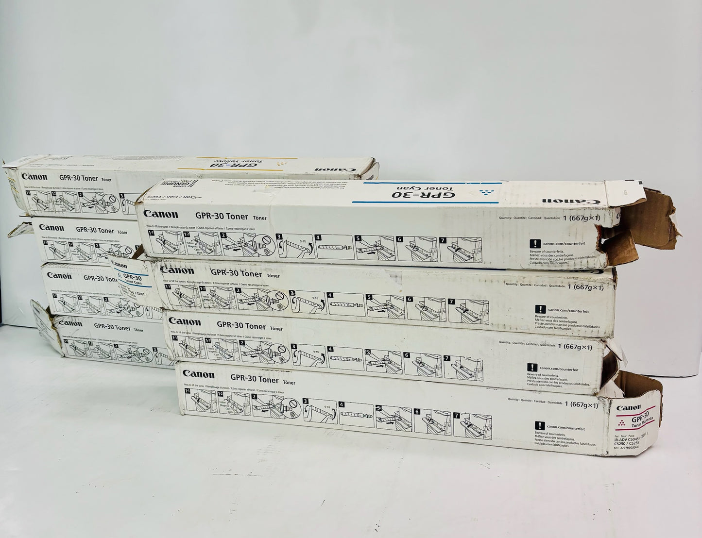 8 Open OEM Canon iR ADV. C5045,C5051 Cyan,Magenta,Yellow & Black Toner GPR-30