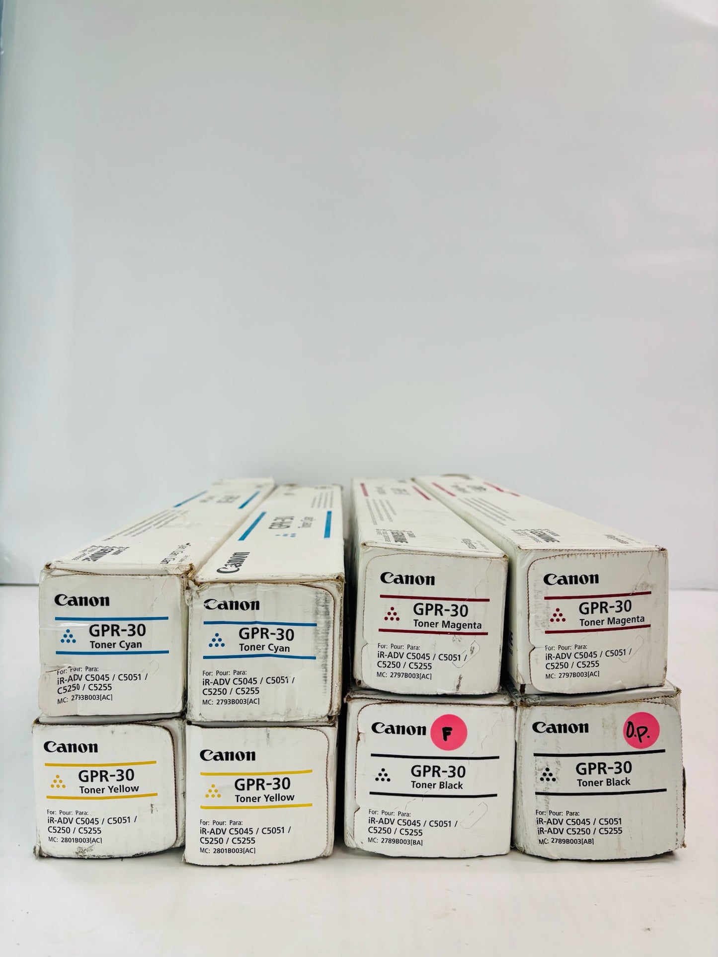 8 Open OEM Canon iR ADV. C5045,C5051 Cyan,Magenta,Yellow & Black Toner GPR-30