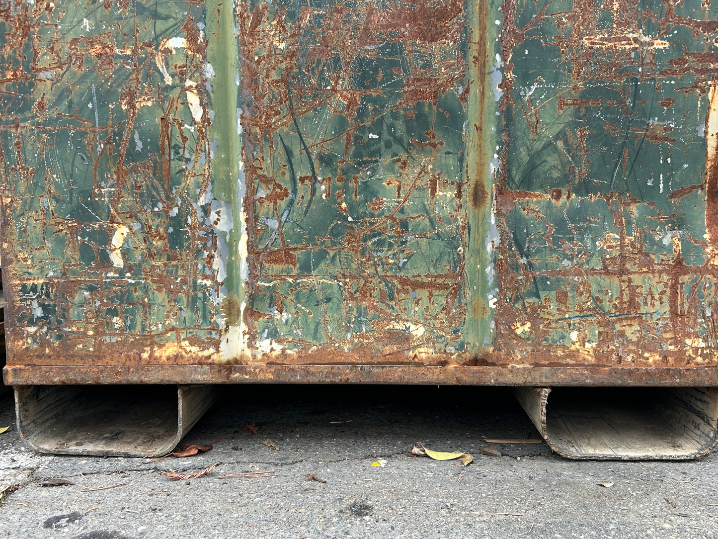 Green Metal Square Bin 53 x 42 x 44 with Fork Lift Slots - Used