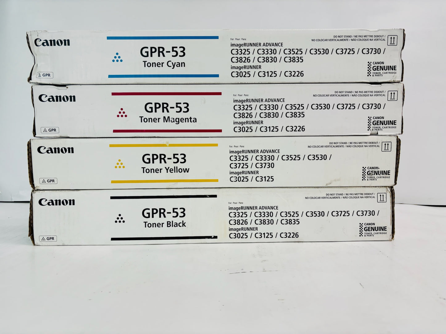 4 Genuine Canon iRA C3325,C3330 Cyan,Magenta,Yellow & Black Toner GPR-53 CMYK