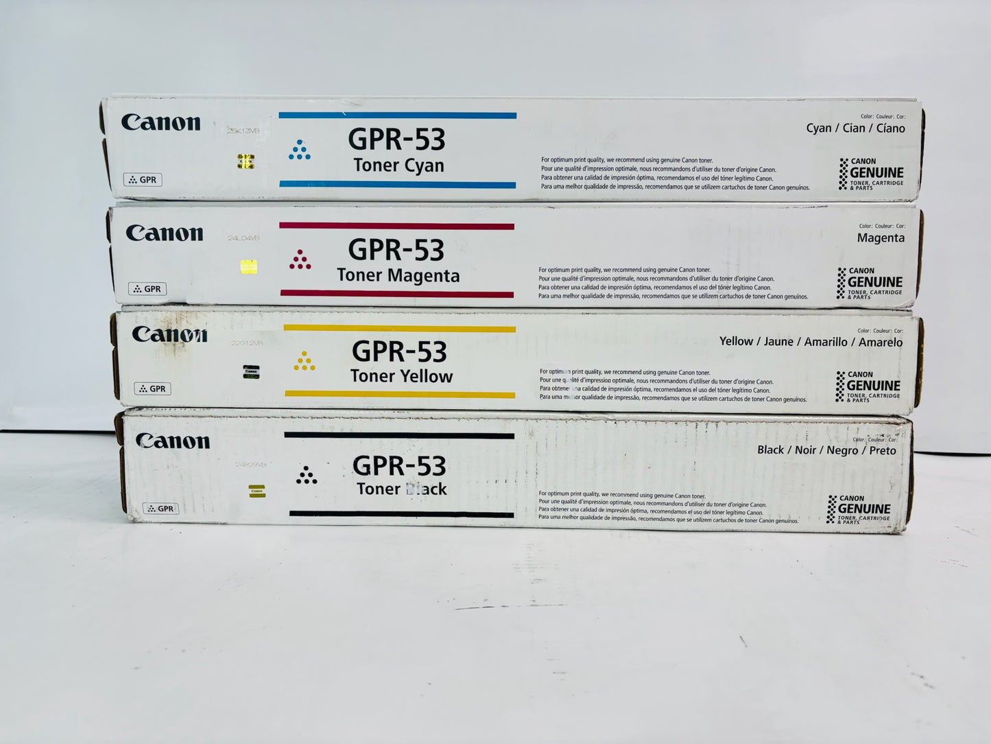4 Genuine Canon iRA C3325,C3330 Cyan,Magenta,Yellow & Black Toner GPR-53 CMYK