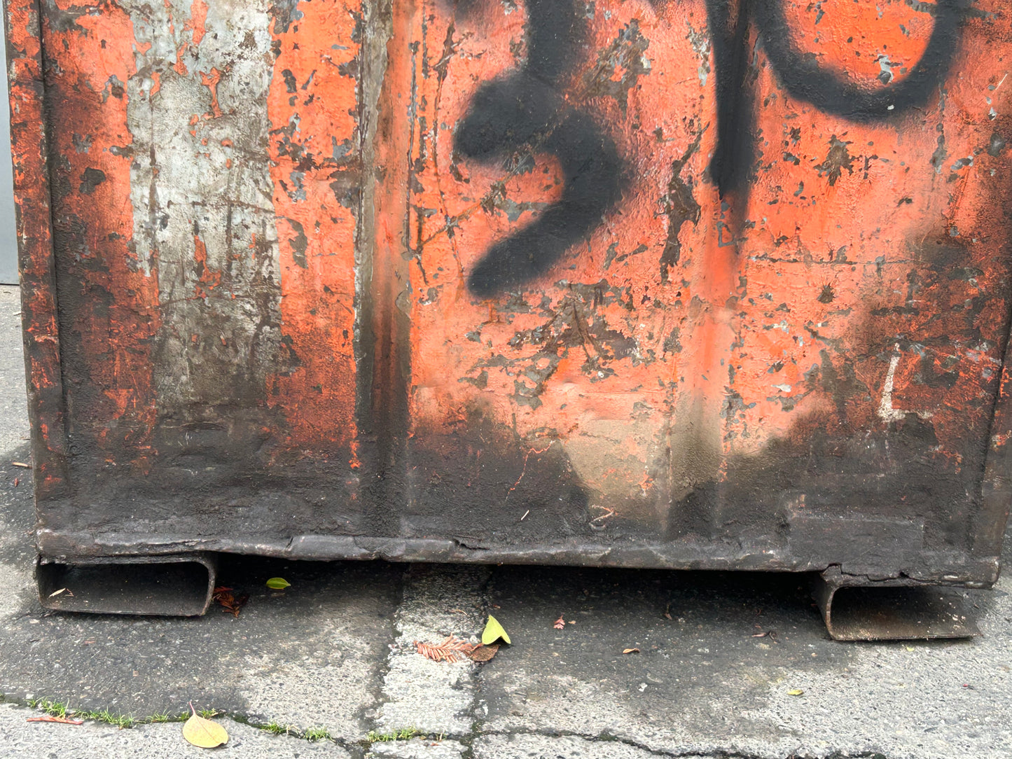 Orange Metal Square Bin 48 x 44 x 43 with Fork Lift Slots - Used