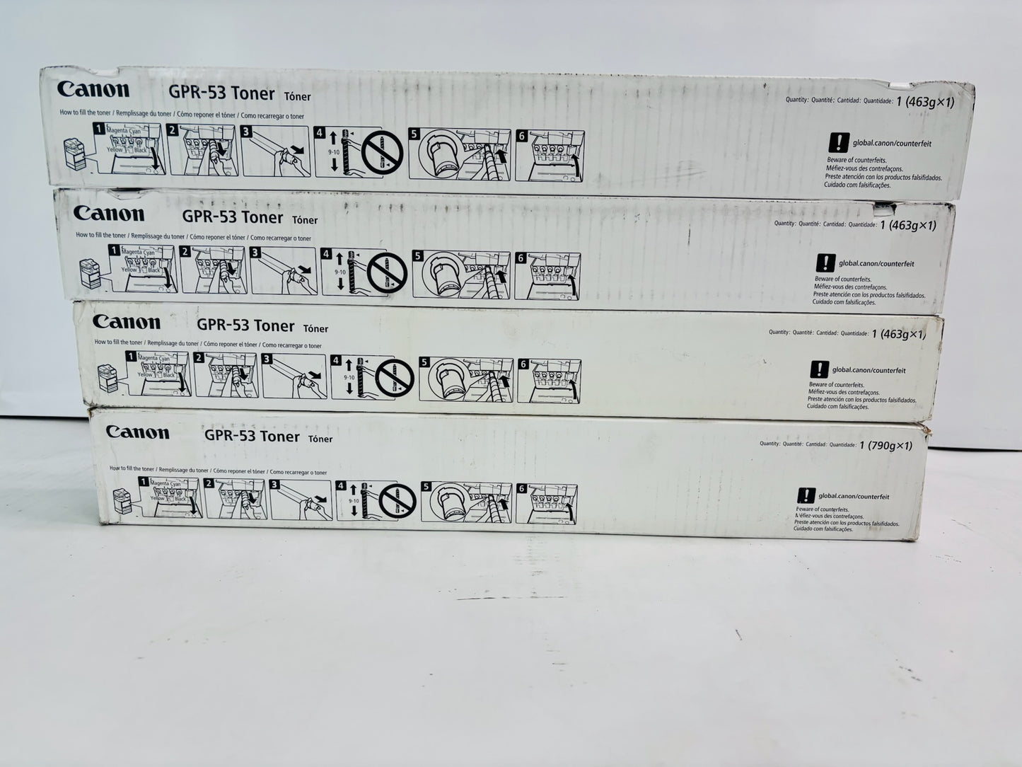 4 Genuine Canon iRA C3325,C3330 Cyan,Magenta,Yellow & Black Toner GPR-53 CMYK