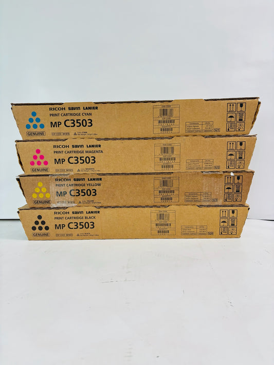 4 Genuine Ricoh MPC3503,C3003 CMYK Toner 841813, 841814, 841815, 841816