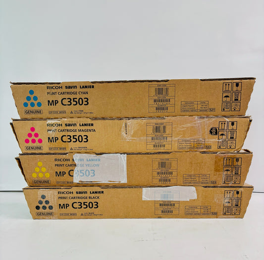 4 OEM Ricoh MPC3503, C3003 Cyan, Magenta, Yellow & Black Toner 841813,14,15,16