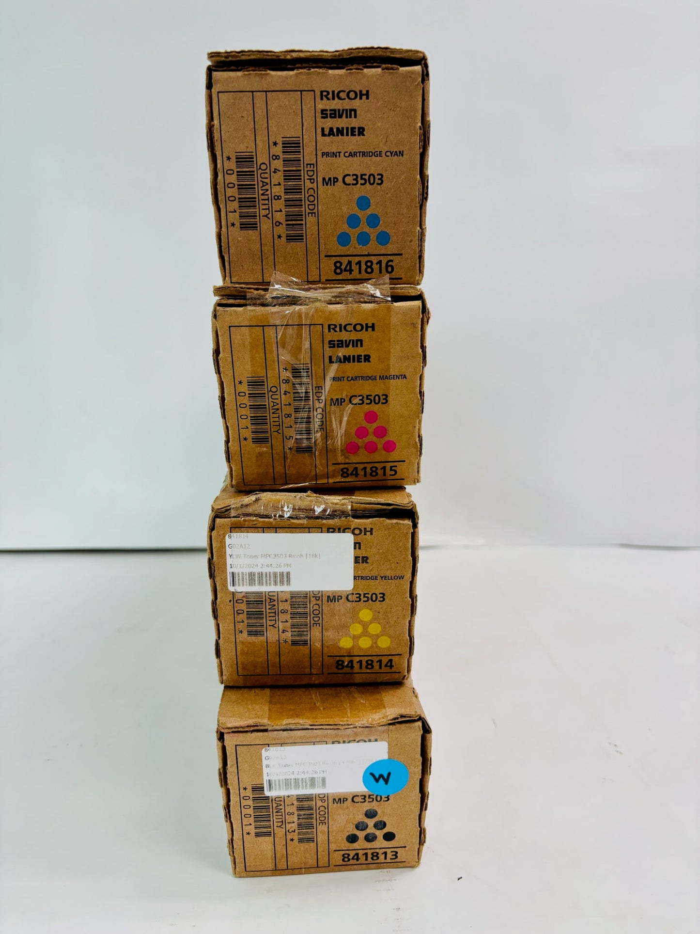 4 OEM Ricoh MPC3503, C3003 Cyan, Magenta, Yellow & Black Toner 841813,14,15,16