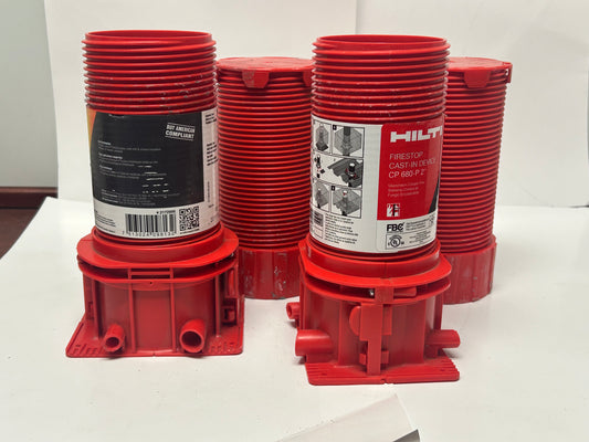 Lot of (2) HILTI CP 680-P 2" Cast-In Firestop Device with Extension Tube 14in Tall