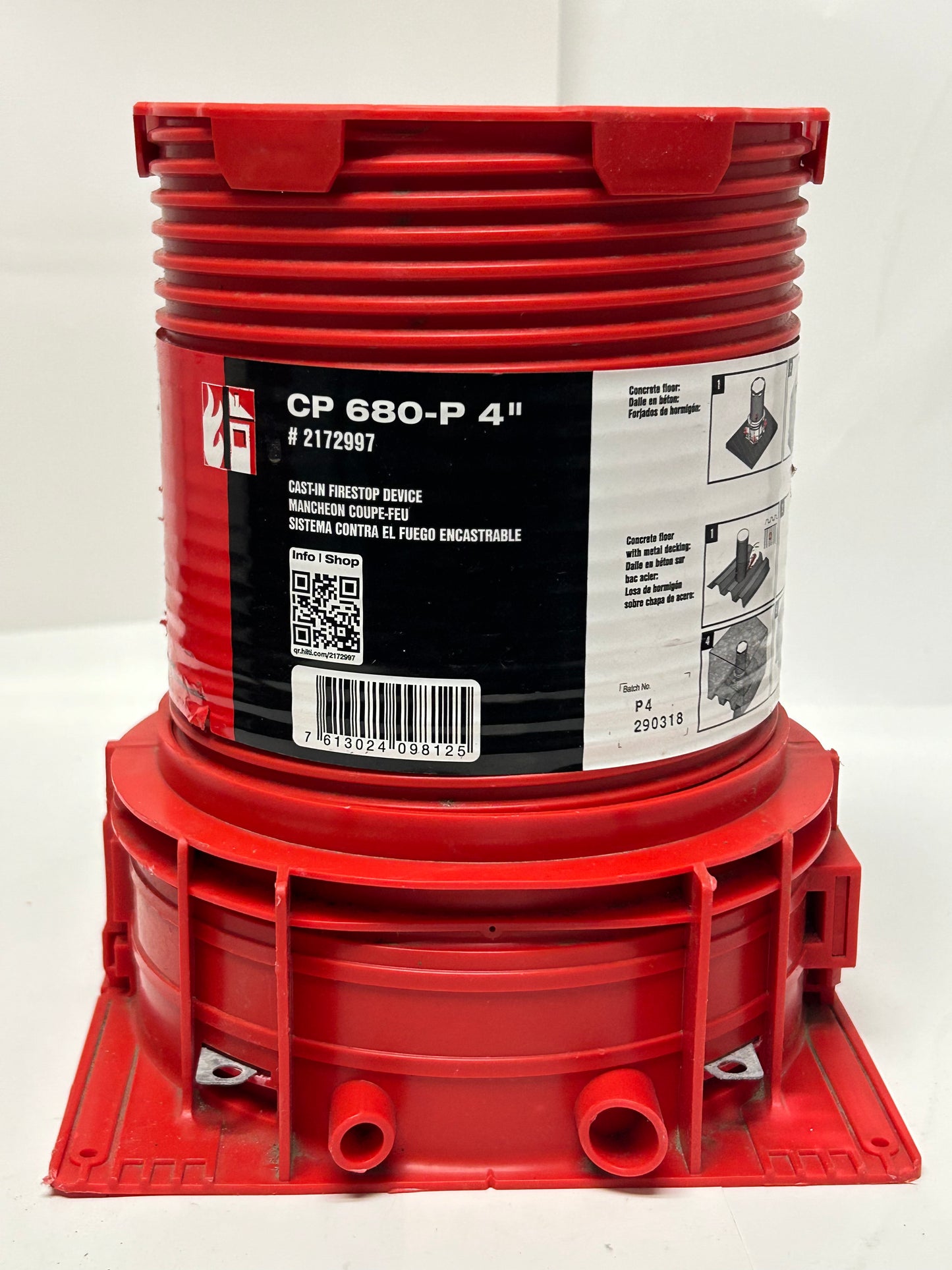 Lot of (2) HILTI CP 680-P 4" Cast-In Firestop Device 8 " Tall