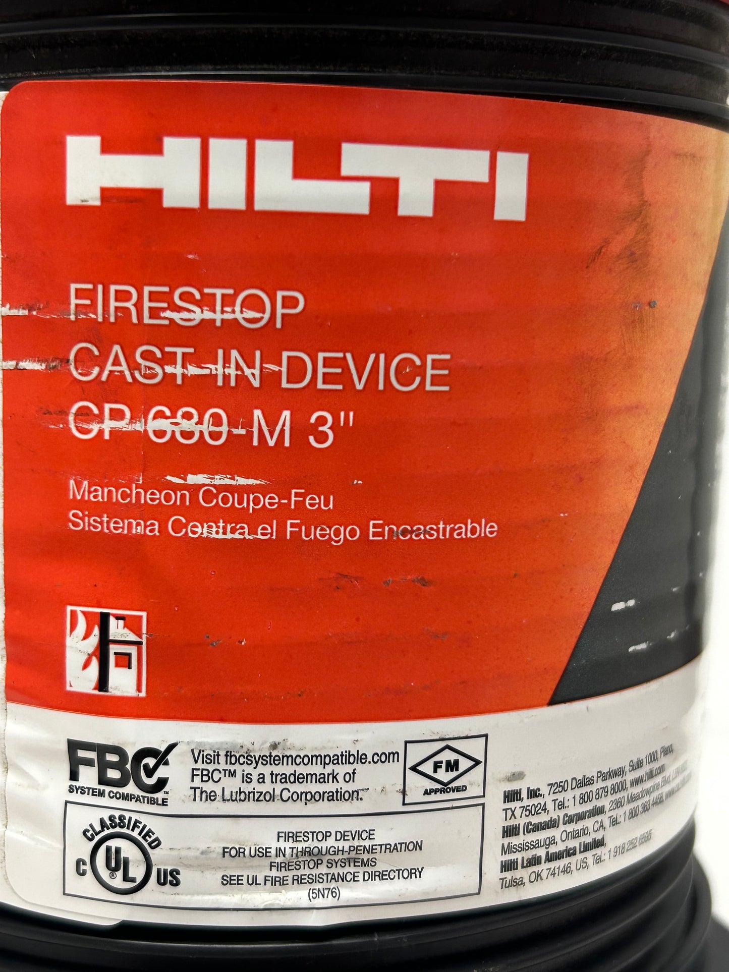 HILTI CP 680-M 3" Cast-In Firestop Device with Extension Tube 14in Tall