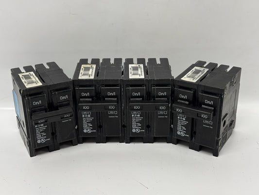 4 Pk Eaton BRHH2100 100A Two-Pole Type BR High-Interrupting Breaker (No Box)
