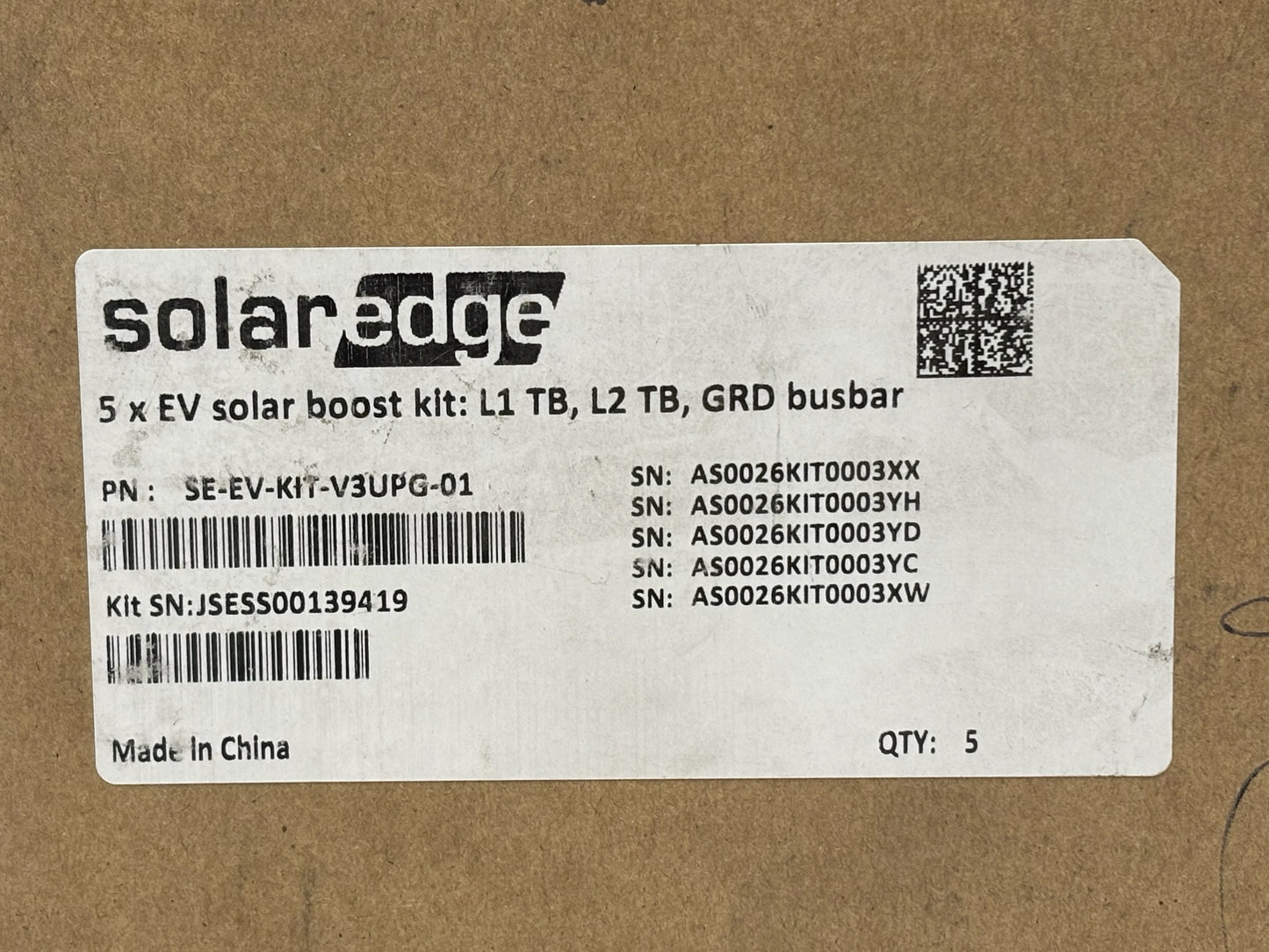 5PK SolarEdge SE‑EV‑KIT‑V3UPG‑01 Smart EV Charger Solar Boost Kit