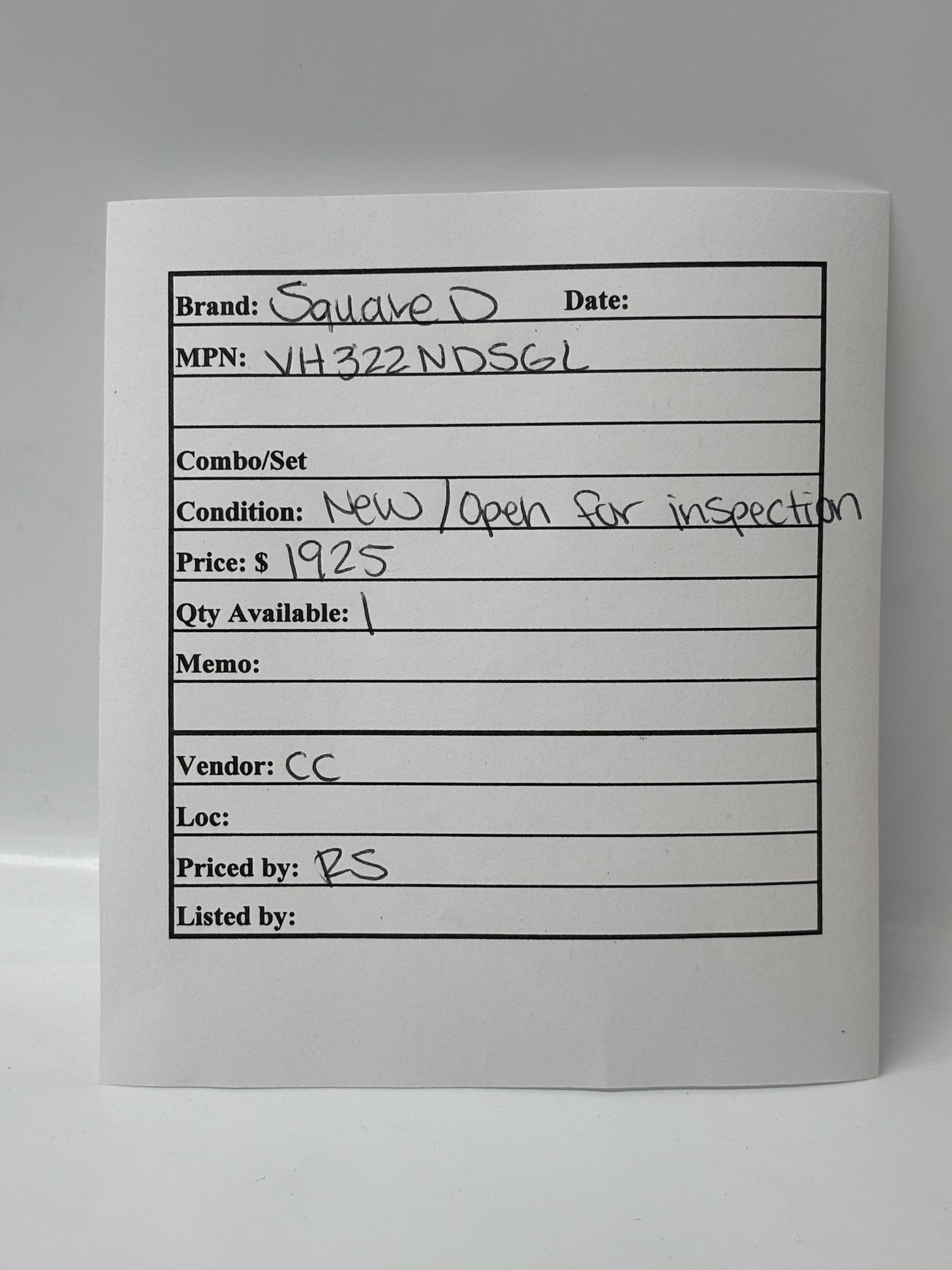 Square D VH322NDSGL 60A 3P Fusible Disconnect Switch Stainless Steel