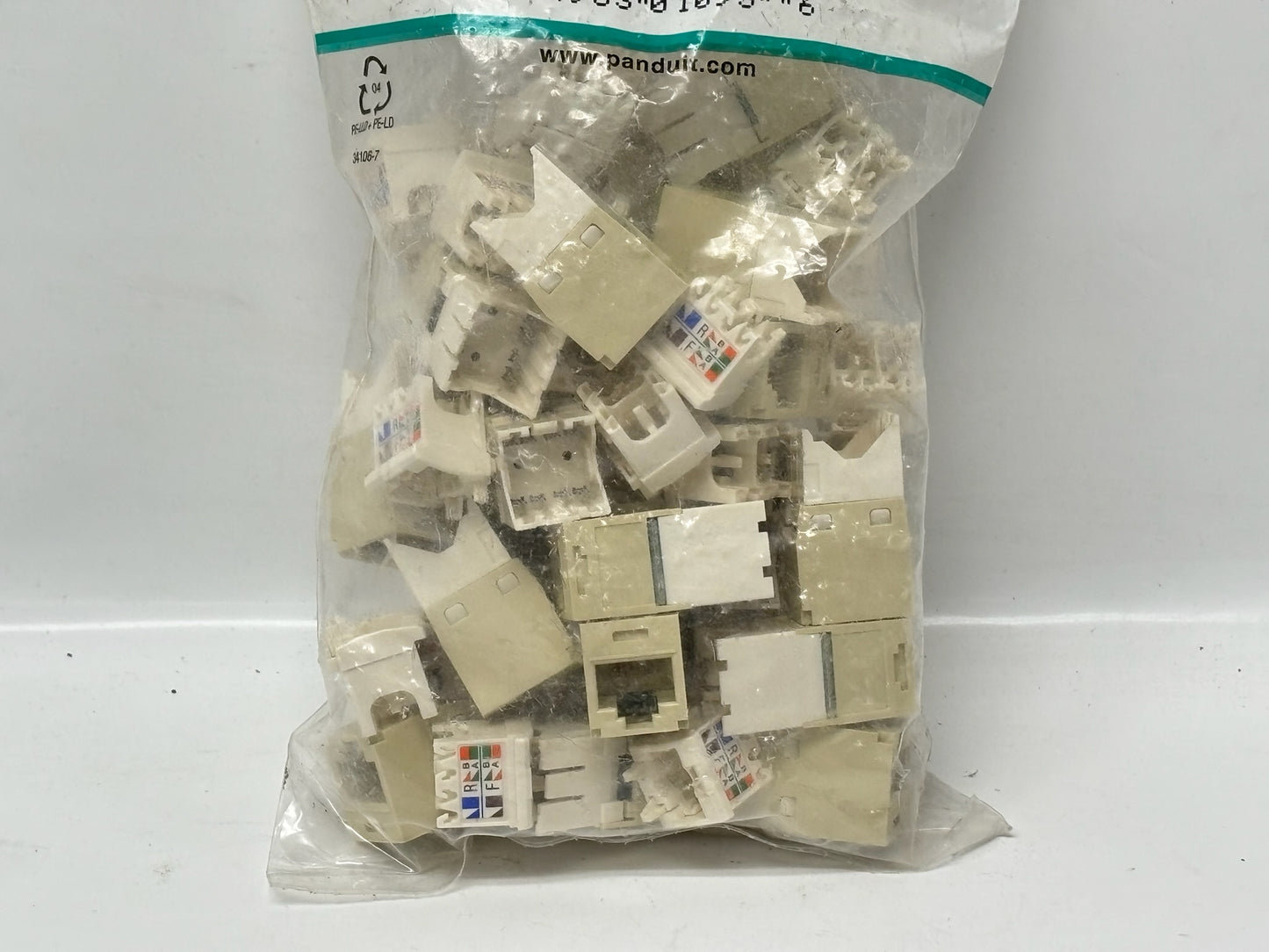 24PK Panduit CJ688TGEI-24 Cat6 Mini-Com RJ45 Jack Module, 24-Pack, Ivory
