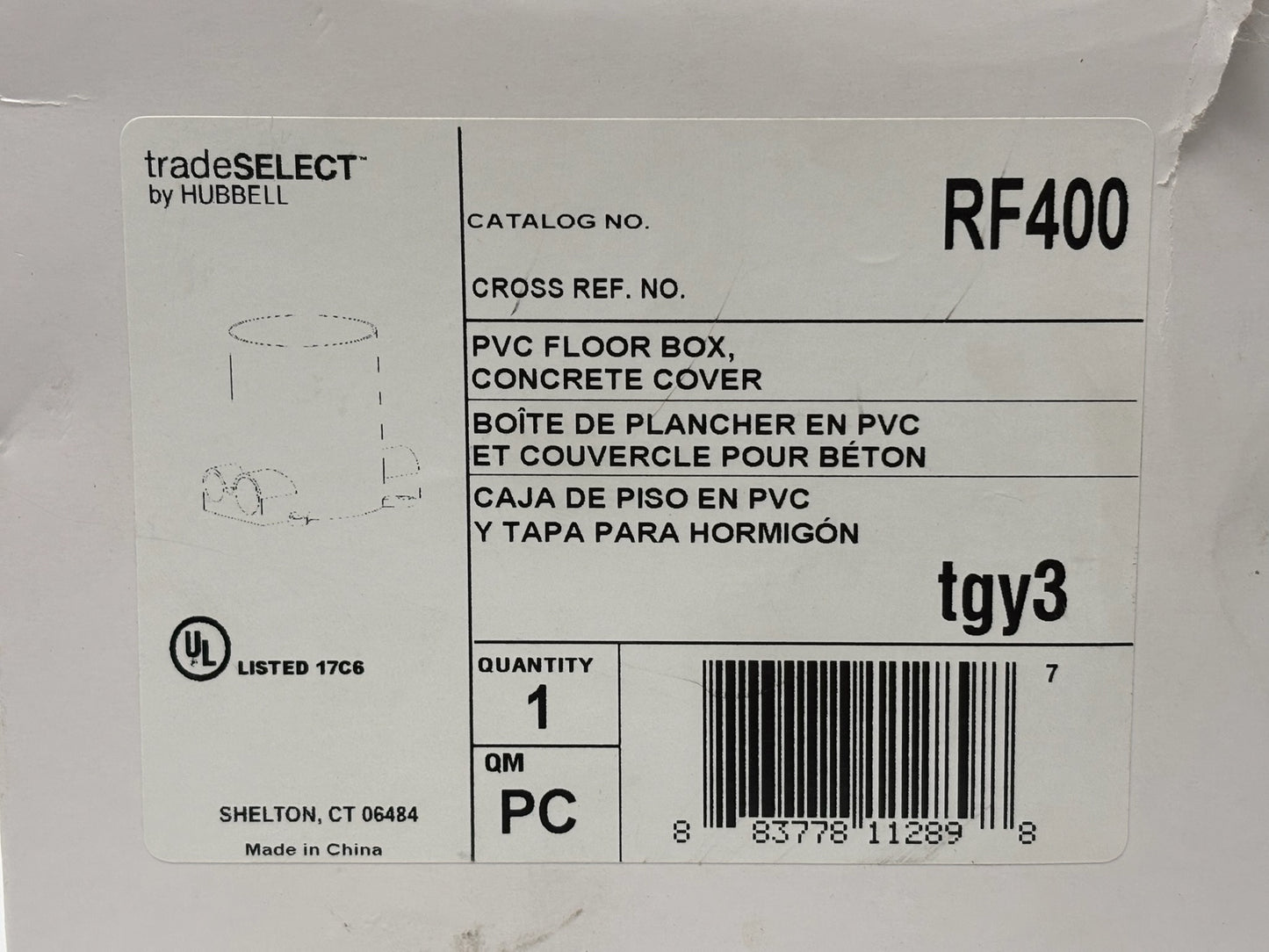 Hubbell tradeSELECT RF400 Fully-Adjustable PVC Floor Box Kit with Cover
