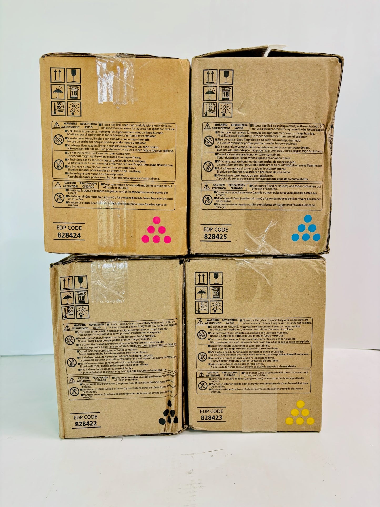 4 OEM Ricoh Pro C5200S, C5210s Cyan, Mag, Yellow & Black Toner 828422,23,24,25