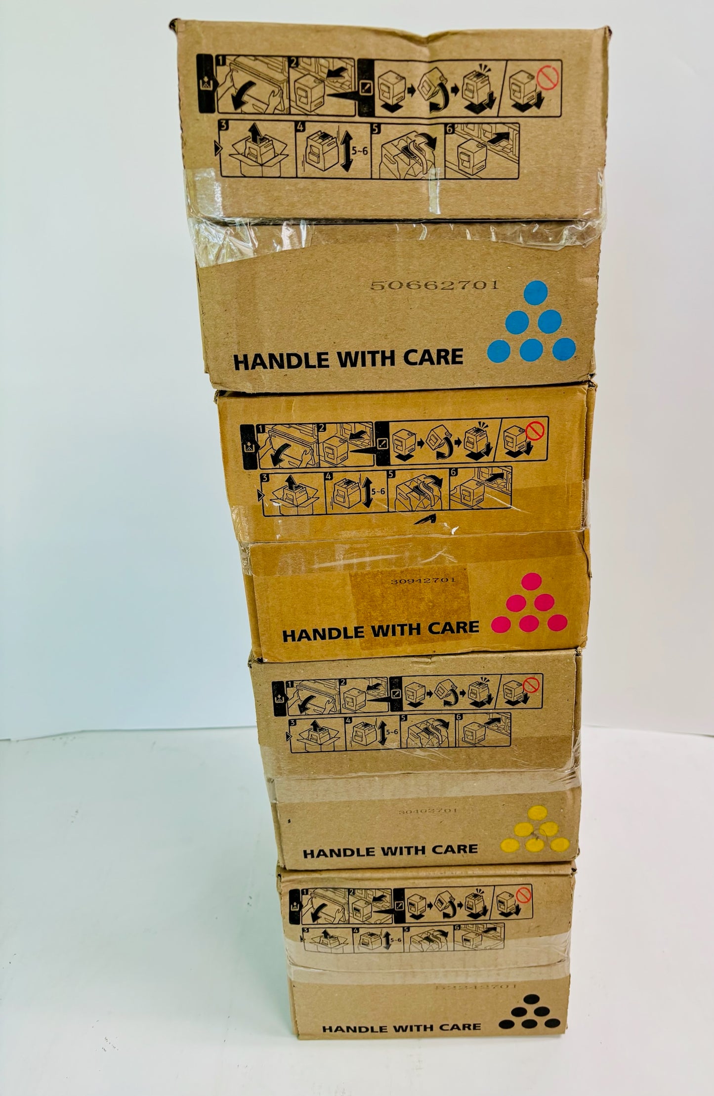 4 OEM Ricoh Pro C5200S, C5210s Cyan, Mag, Yellow & Black Toner 828422,23,24,25