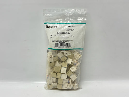 24PK Panduit CJ688TGEI-24 Cat6 Mini-Com RJ45 Jack Module, 24-Pack, Ivory