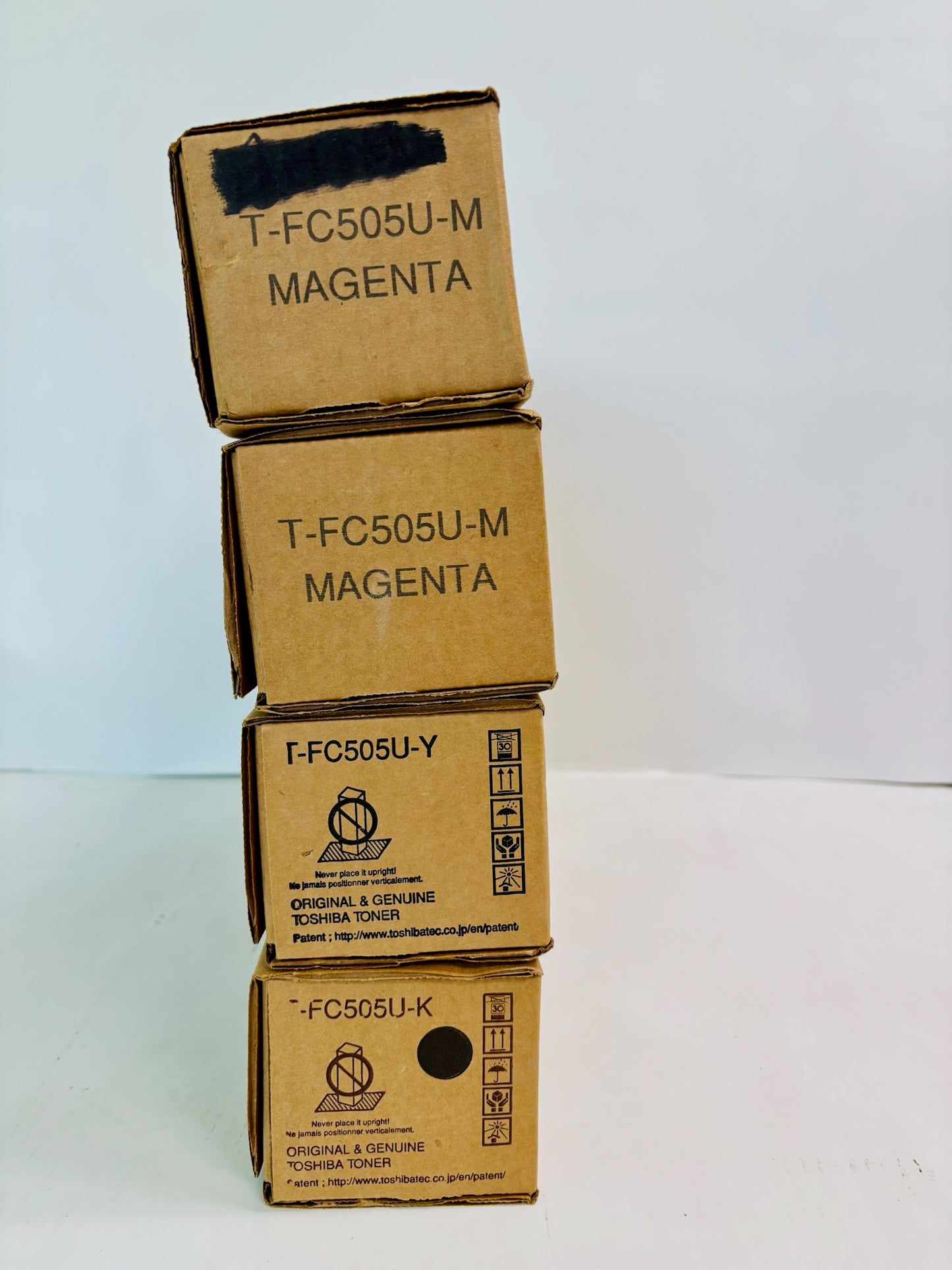 4 OEM Toshiba e-STUDIO 2505AC,3005AC Magenta, Yellow & Black Toner T-FC505U-MMYK
