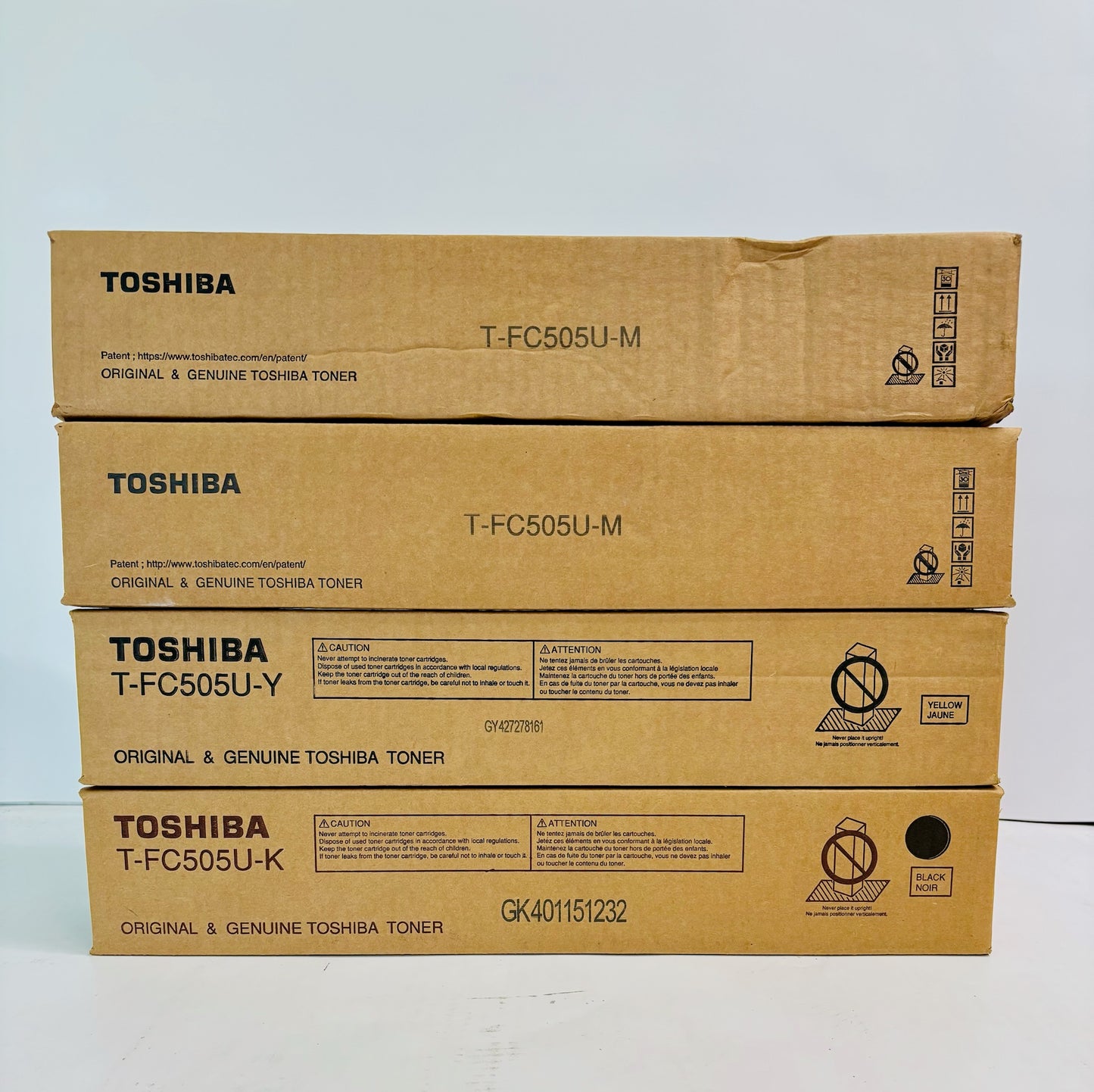 4 OEM Toshiba e-STUDIO 2505AC,3005AC Magenta, Yellow & Black Toner T-FC505U-MMYK