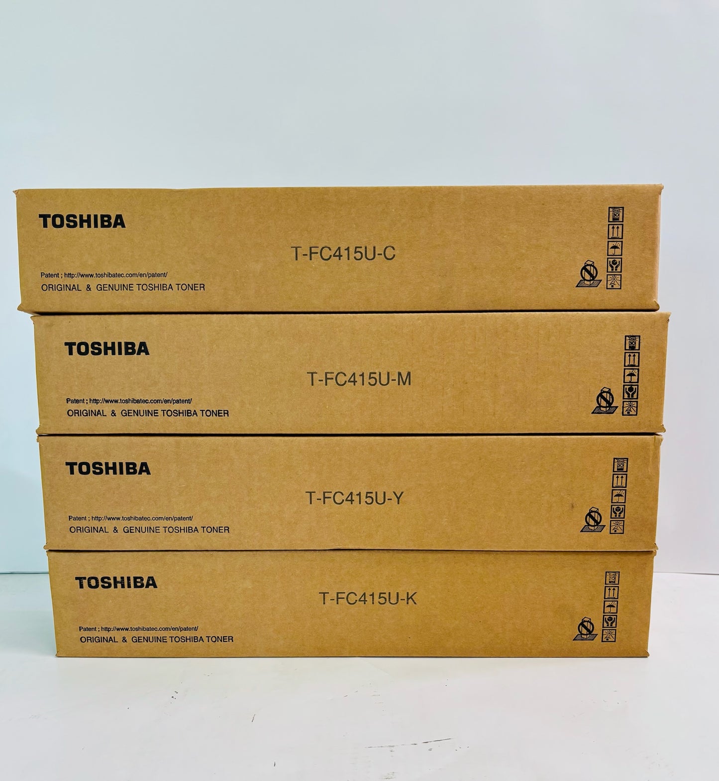 4 Genuine Toshiba 2515AC, 3015AC Cyan, Magenta, Yellow & Black Toner T-FC415U CMYK