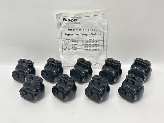 9PK ILSCO PBTS-2-1/0 Dual-Port Panel Board Terminal, 1/0 AWG