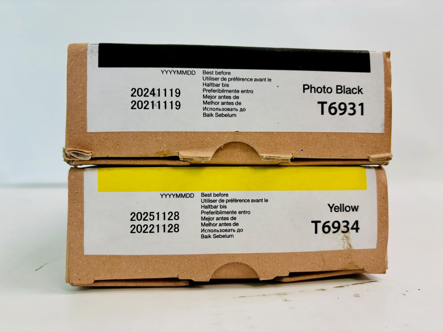 2 Genuine Epson T3000, T3270 Yellow & Photo Black Ink T6934, T6931 (Exp 2024,25)