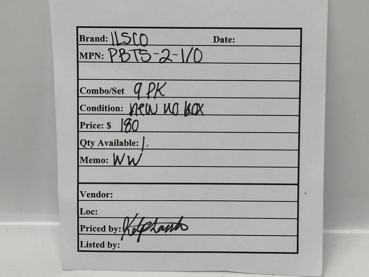 9PK ILSCO PBTS-2-1/0 Dual-Port Panel Board Terminal, 1/0 AWG