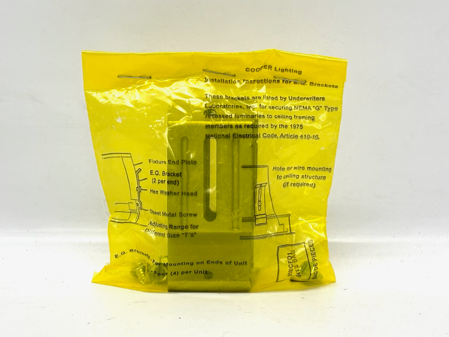 50PK Cooper Lighting T3A-END-E.Q. Bracket Parts Bag – End Clips & Screws