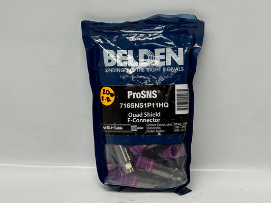 20 Pk Belden 716SNS1P11HQ RG-11 Quad-Shield Compression F-Connector