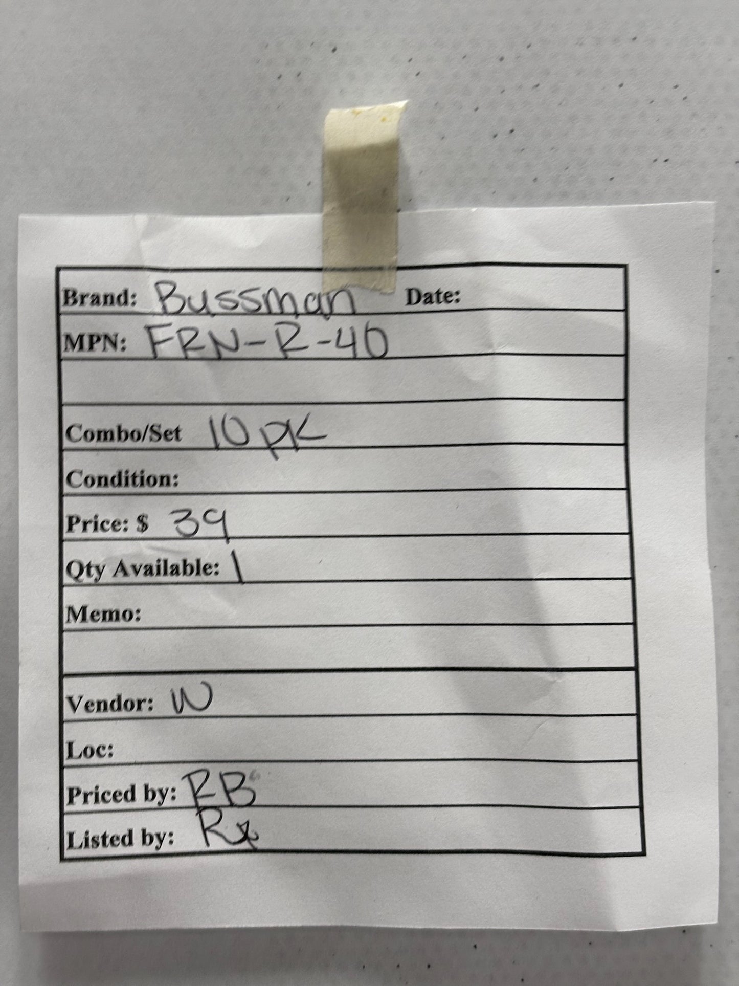10 Pk Bussman FRN-R-40 Class RK5 40 Amp Time-Delay Fuse for Protection