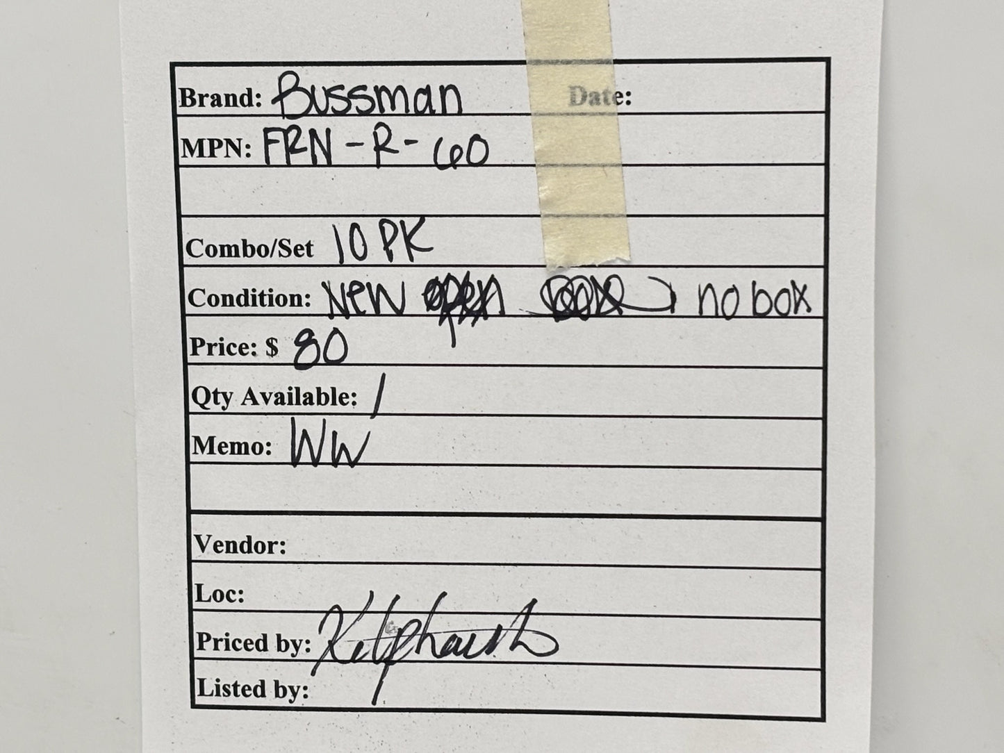 10PK Bussmann FRN-R-60 Class RK5 60 A Dual-Element Time-Delay Fuse