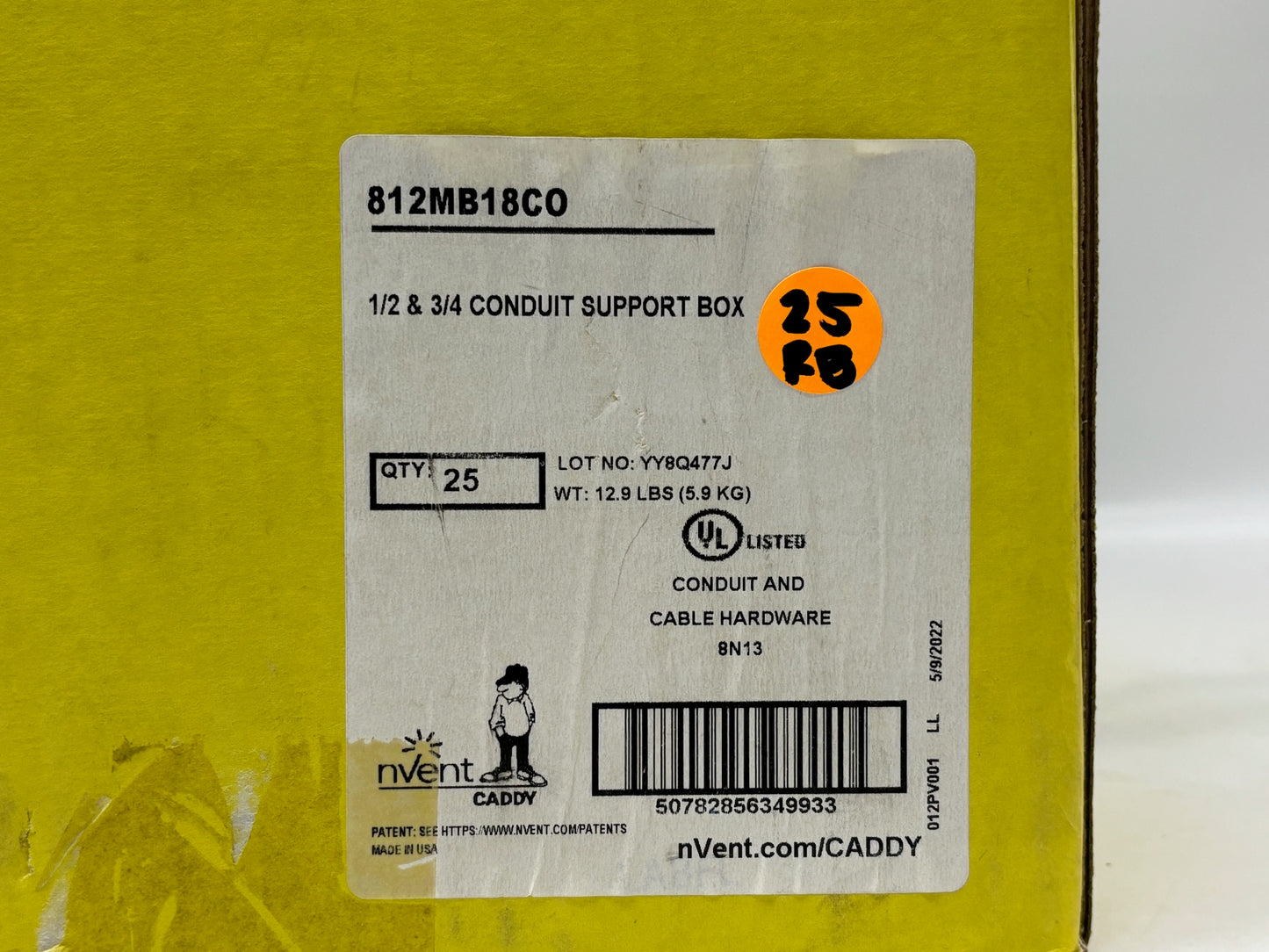 25 Pk nVent Caddy 812MB18C0 B18-C0-Z Box/Multiple Conduit Hanger With Rod Clip