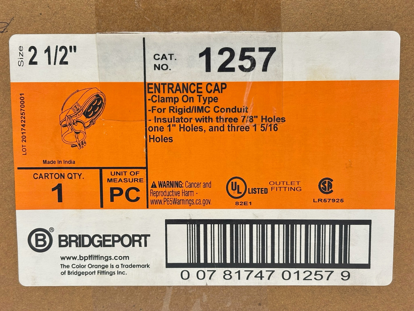 Bridgeport 1257 Clamp‑On Service Entrance Cap