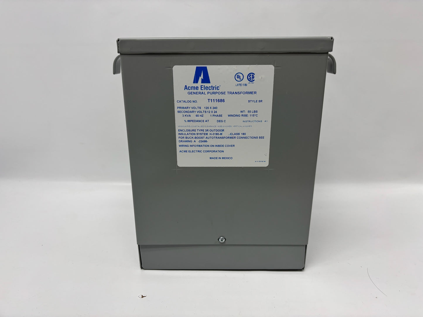Acme T111686 3 kVA Encapsulated Single-Phase Buck-Boost Transformer 120/240V