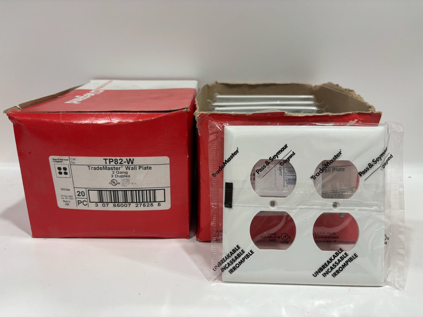 New 40PC Legrand TP82-W 2-Gang Nylon Wall Plate, 2 Duplex Receptacle