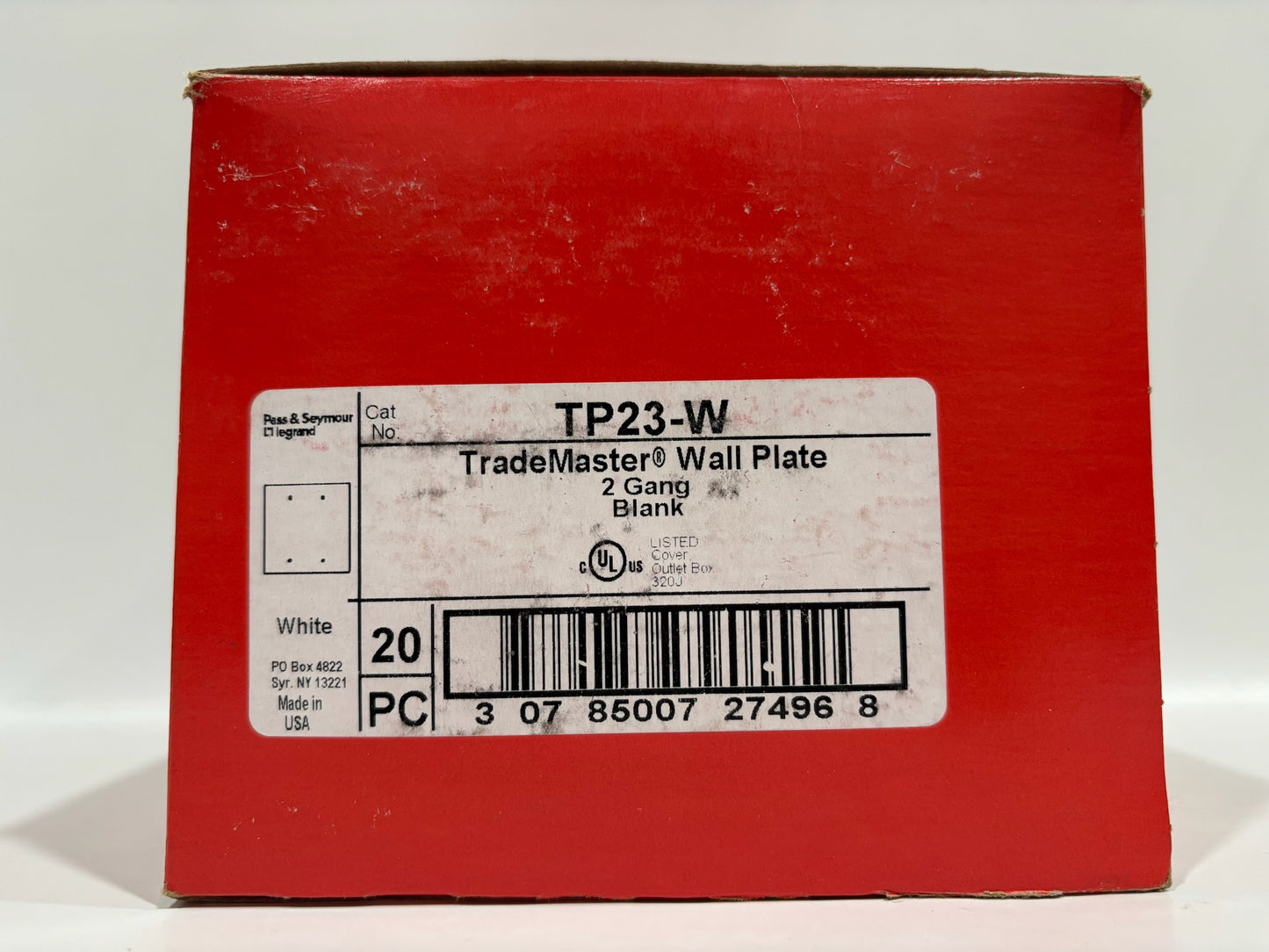 New 30 PC Legrand TP23-W 2-Gang Nylon Wall Plate, Blank, Box Mounted