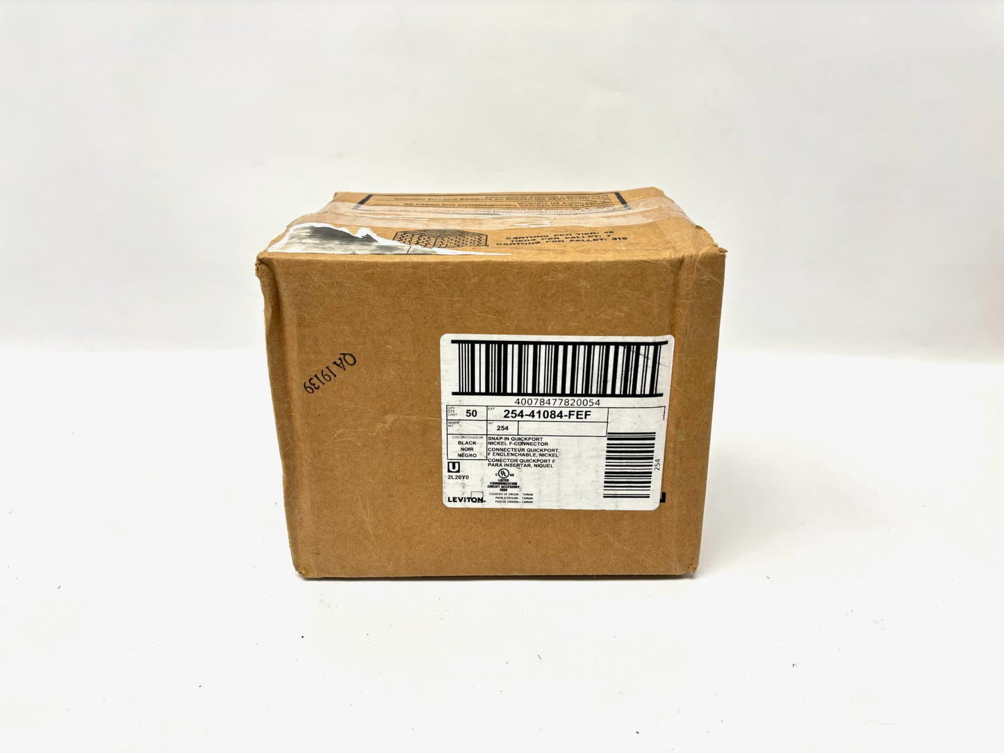 50 PK Leviton 41084‑FEF QuickPort F‑Connector — Female-to-Female 75 Ω Snap-In Adapter