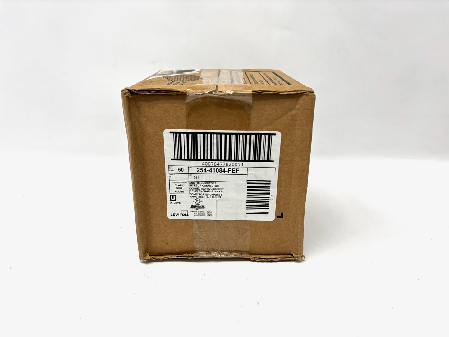 50 PK Leviton 41084‑FEF QuickPort F‑Connector — Female-to-Female 75 Ω Snap-In Adapter