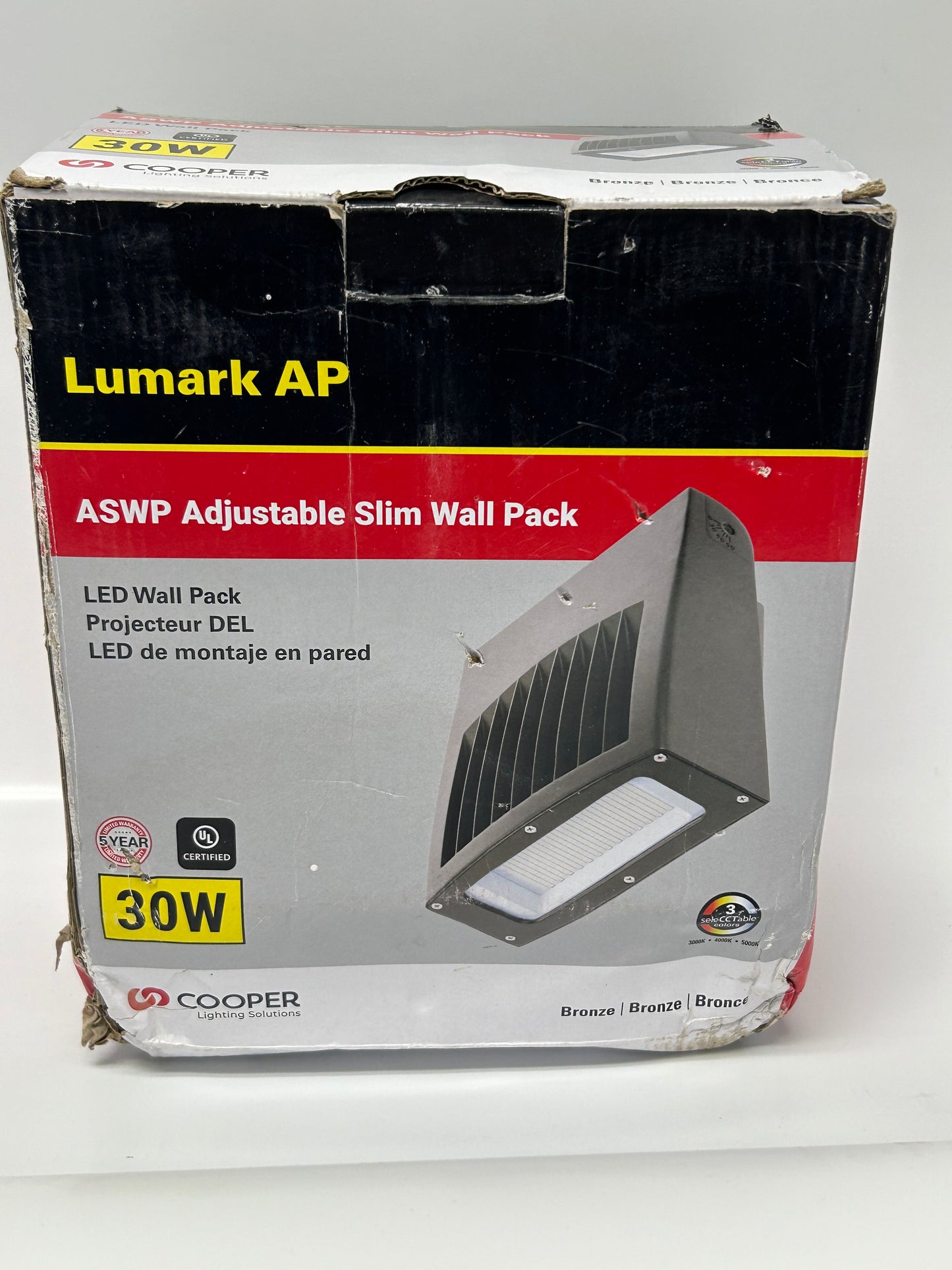 Lumark ASWPLED1S Small Adjust Slim LED Wall Pack Photocontrol 2000-4000 LUM
