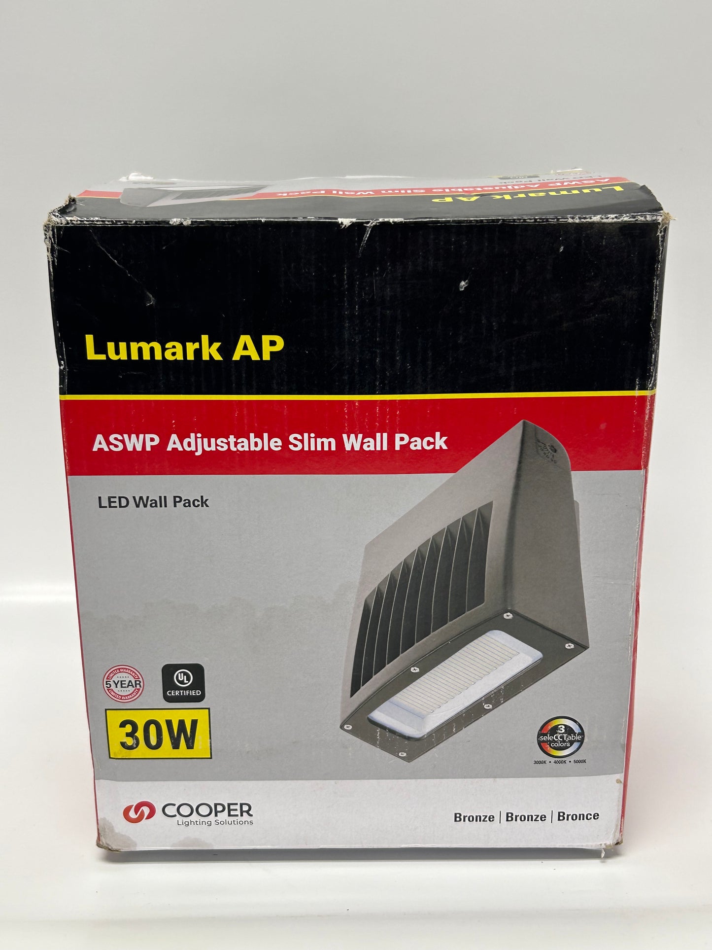 Lumark ASWPLED1S Small Adjust Slim LED Wall Pack Photocontrol 2000-4000 LUM