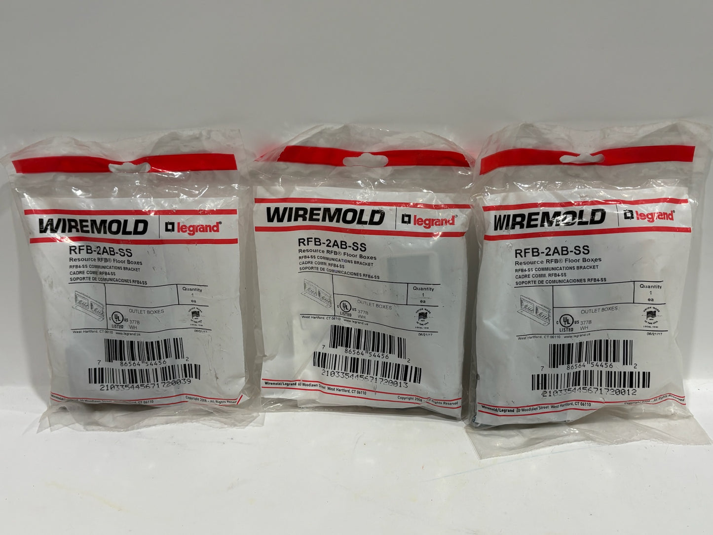 New 3PK Legrand WireMold RFB-2AB-SS Communication Bracket