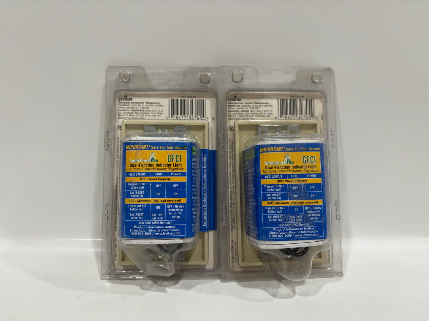 New 2PK Leviton 7299-NI SmartLock Switch & GFCI Outlet 15A-125V