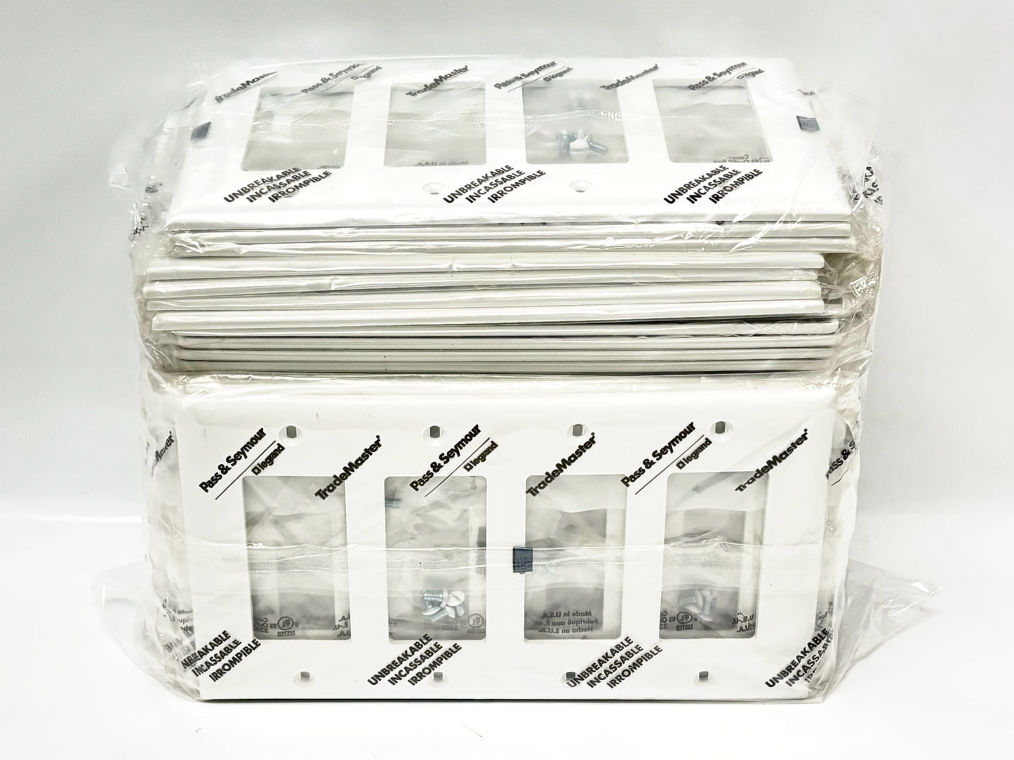30PK Legrand TP264‑W 4‑Gang Decorator Wall Plate