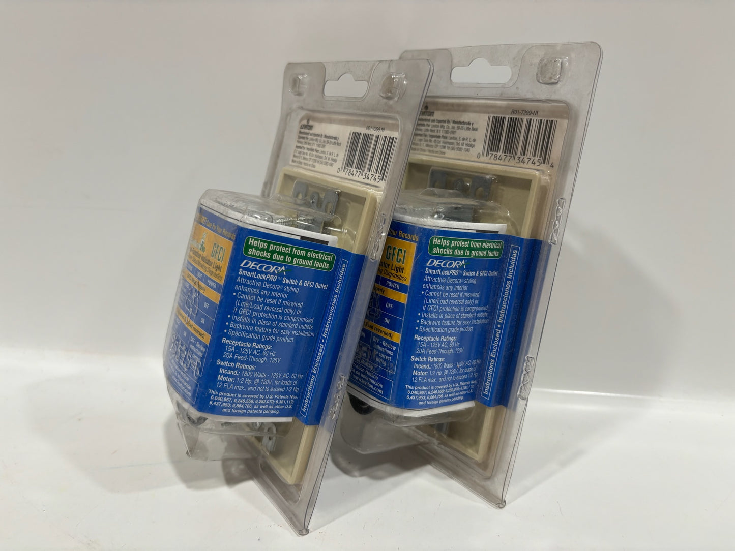 New 2PK Leviton 7299-NI SmartLock Switch & GFCI Outlet 15A-125V