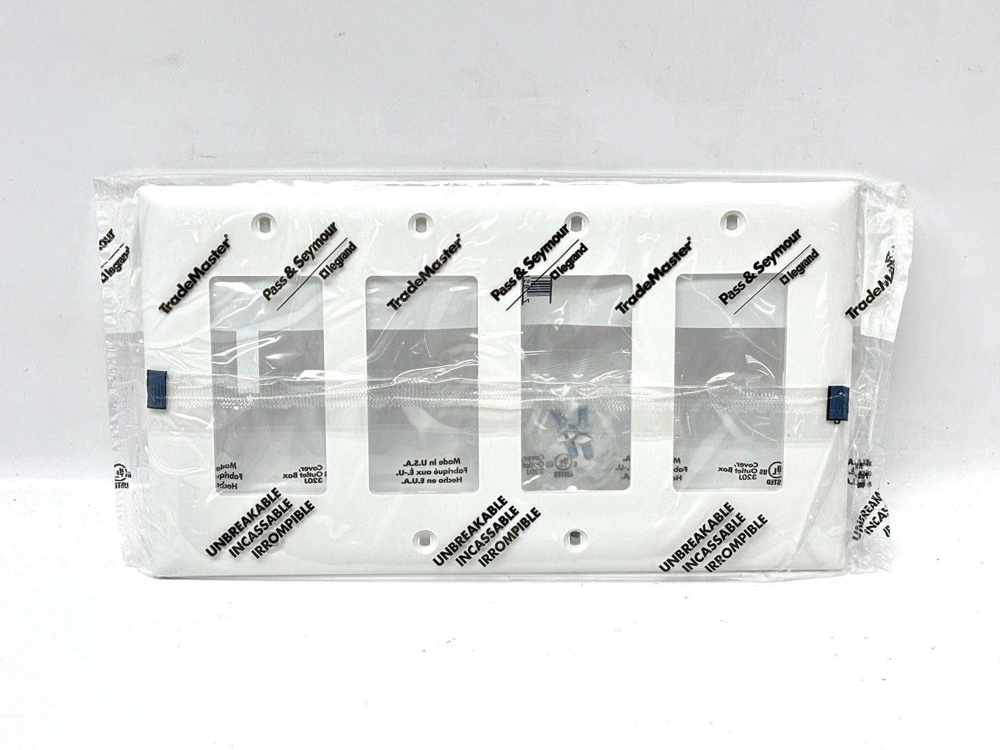 30PK Legrand TP264‑W 4‑Gang Decorator Wall Plate